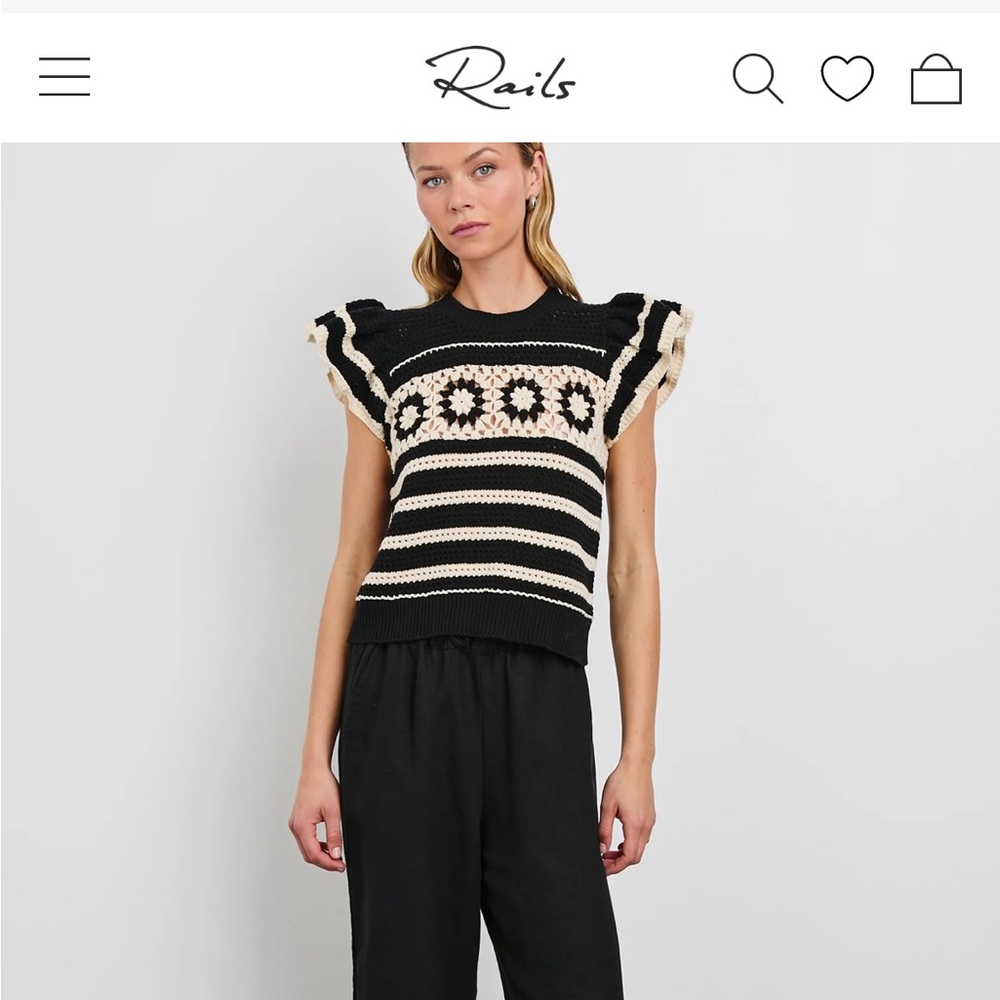 Rails Black and Cream Striped Sweater